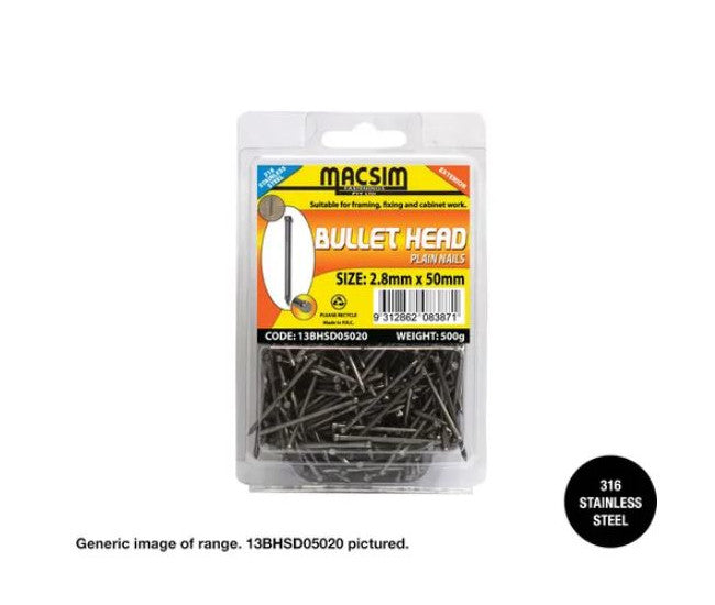 Bullet Nail Head 316 Stainless Steel 13BHSD05020